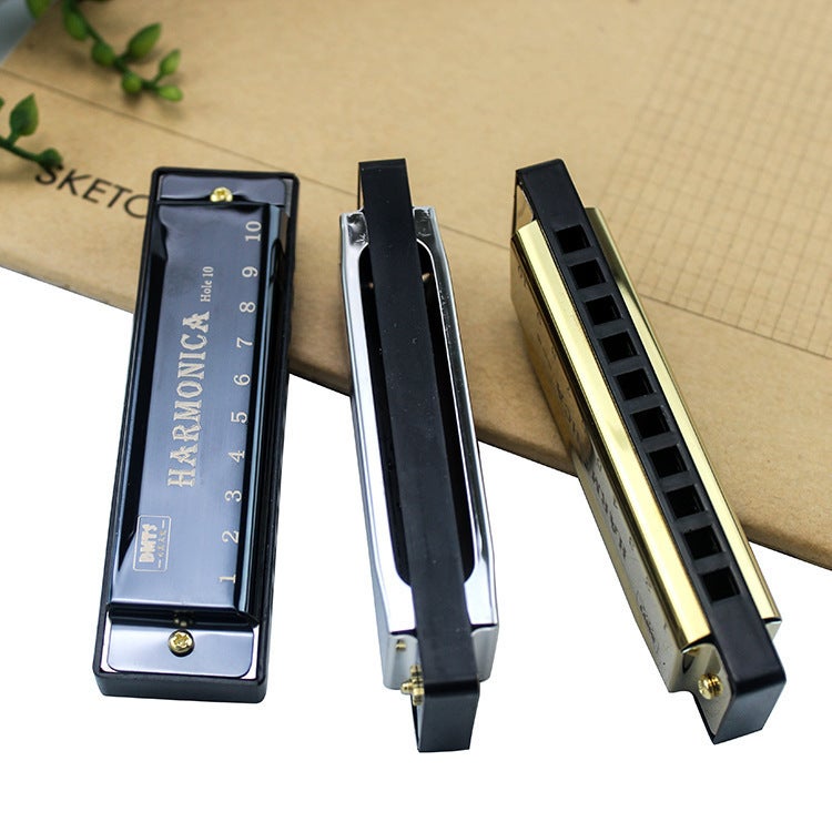 10-Hole Titanium Harmonica Musical Toy Gold (Great Angel) - Image 3