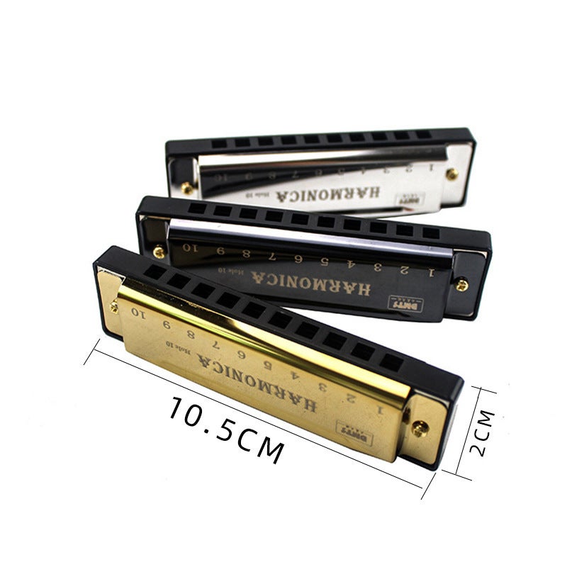 10-Hole Titanium Harmonica Musical Toy Gold (Great Angel) - Image 5