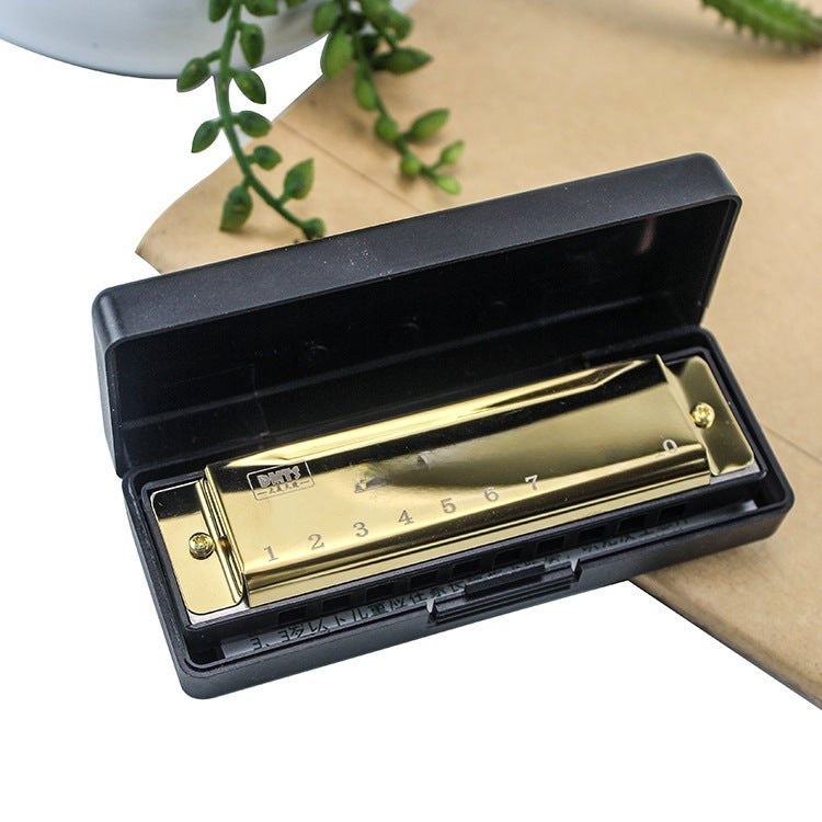 10-Hole Titanium Harmonica Musical Toy Gold (Great Angel) - Image 2