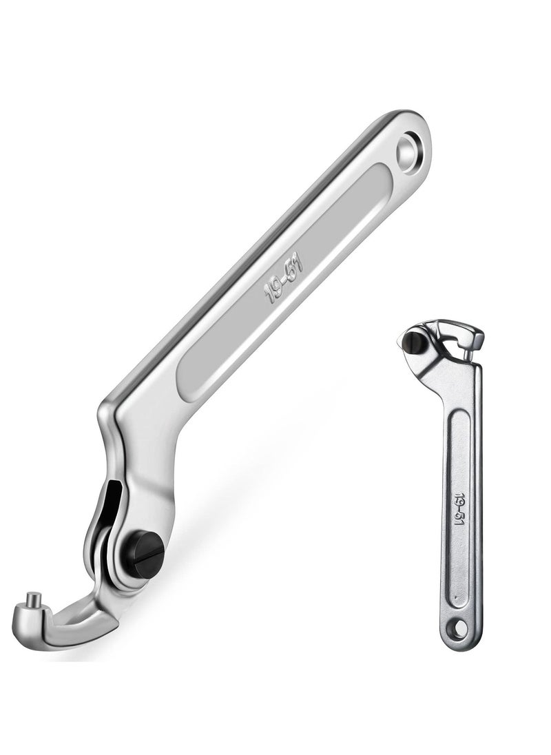 Y&D - Chrome Vanadium Adjustable C Spanner Hook Wrench Tool, Versatile Tool for Tightening Side Slot Nuts, Collars, and Bearings, 3/4 to 2 Inch/ 19 51 mm - Image 1