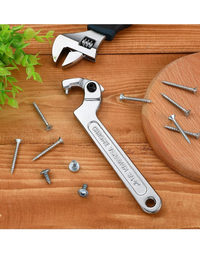 Y&D - Chrome Vanadium Adjustable C Spanner Hook Wrench Tool, Versatile Tool for Tightening Side Slot Nuts, Collars, and Bearings, 3/4 to 2 Inch/ 19 51 mm - Image 1