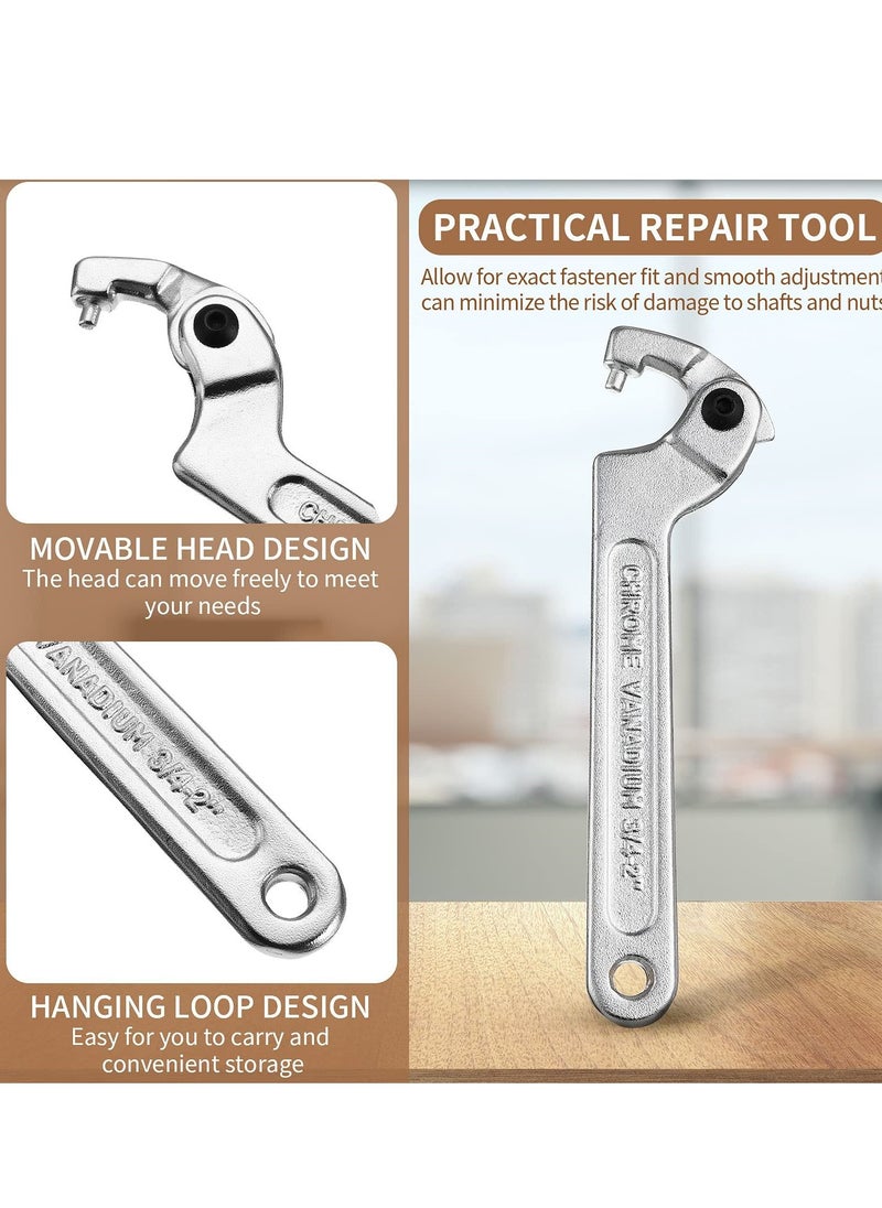 Y&D - Chrome Vanadium Adjustable C Spanner Hook Wrench Tool, Versatile Tool for Tightening Side Slot Nuts, Collars, and Bearings, 3/4 to 2 Inch/ 19 51 mm - Image 1