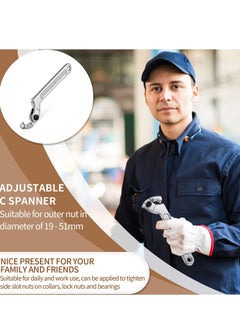 Y&D Chrome Vanadium Adjustable C Spanner Hook Wrench Tool, Versatile Tool for Tightening Side Slot Nuts, Collars, and Bearings, 3/4 to 2 Inch/ 19 51 mm  - Image 3