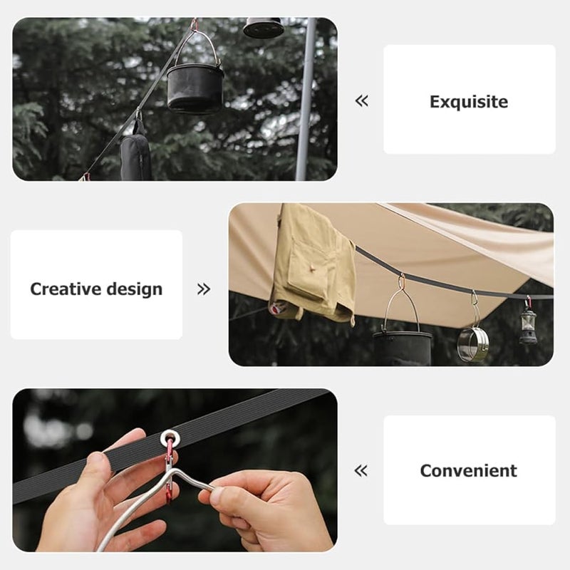 Zerodeko 4 Pack Professional Camping Tent Rope Lanyard Strap Outdoor Clothesline - Image 3