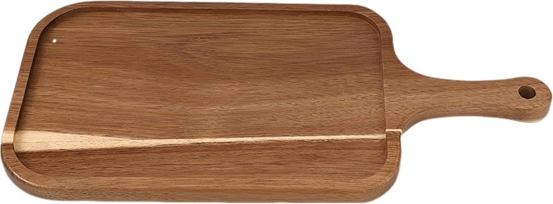Generic Acacia Wood Serving Board with Handle, 14.6 in Double-Sided Food Tray for Appetizers/Desserts/Fruits, Solid Wood Charcuterie Plate, Kitchen Cutting Board - Image 1