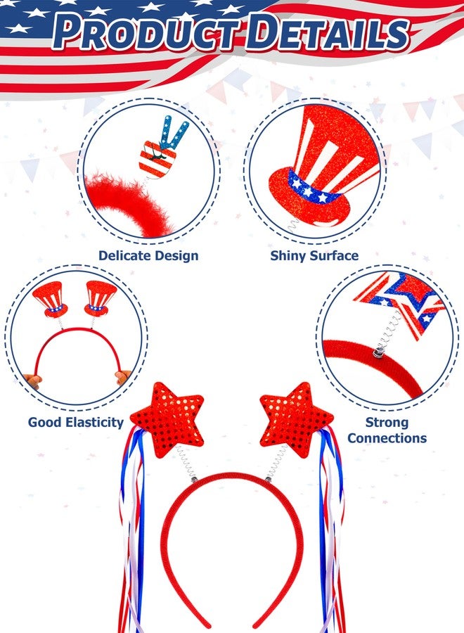 Blowata 4th of July Headband, 12 PCS Fourth of July Accessories, Felt Patriotic Head Boppers Pack for Independence Day Veterans Memorial Day Parade Celebration Gathering Party Favors Supplies - Image 3