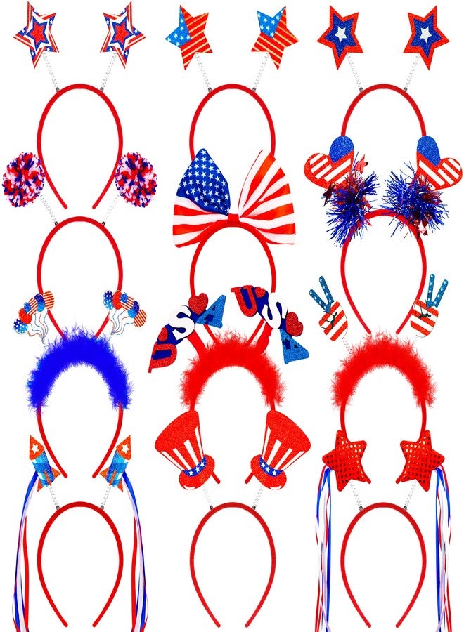 Blowata 4th of July Headband, 12 PCS Fourth of July Accessories, Felt Patriotic Head Boppers Pack for Independence Day Veterans Memorial Day Parade Celebration Gathering Party Favors Supplies - Image 1