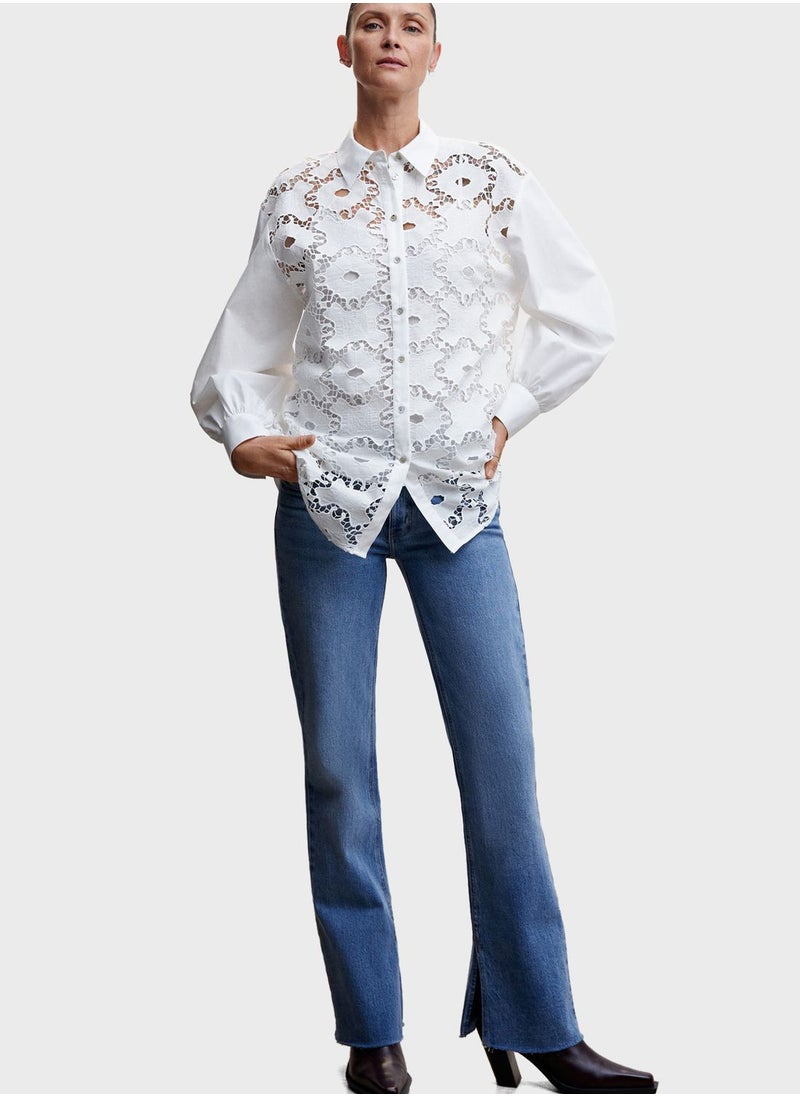 Openwork Button Down Shirt
