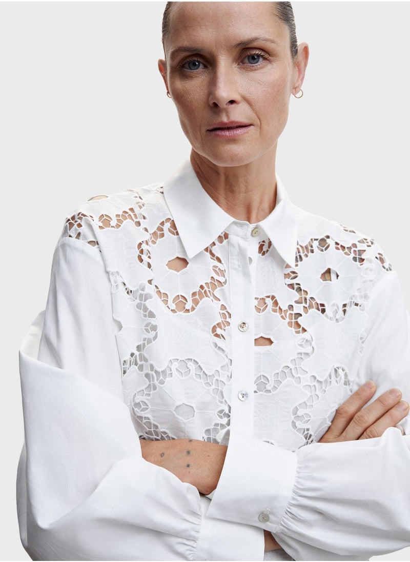 Openwork Button Down Shirt