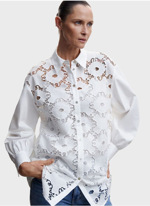 Openwork Button Down Shirt