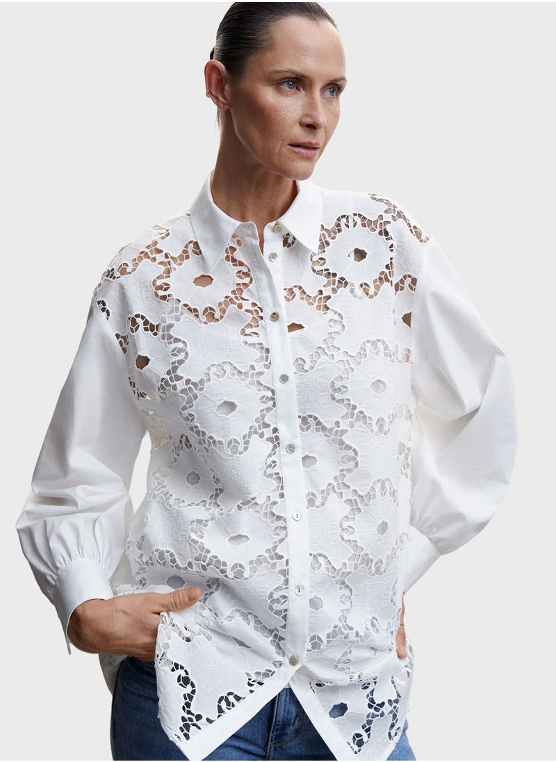 Openwork Button Down Shirt
