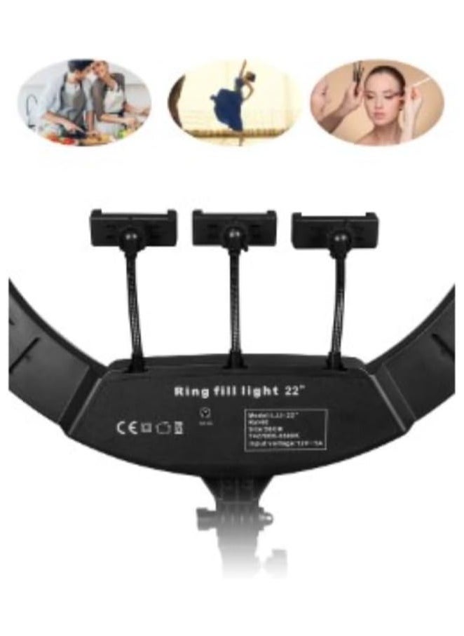 (22 Inch) Ring Light With Mini Phone Holder For Stabilization Phone And Shooting Live Videos Compatible With Smartphone And Cameras - Black  - Image 5