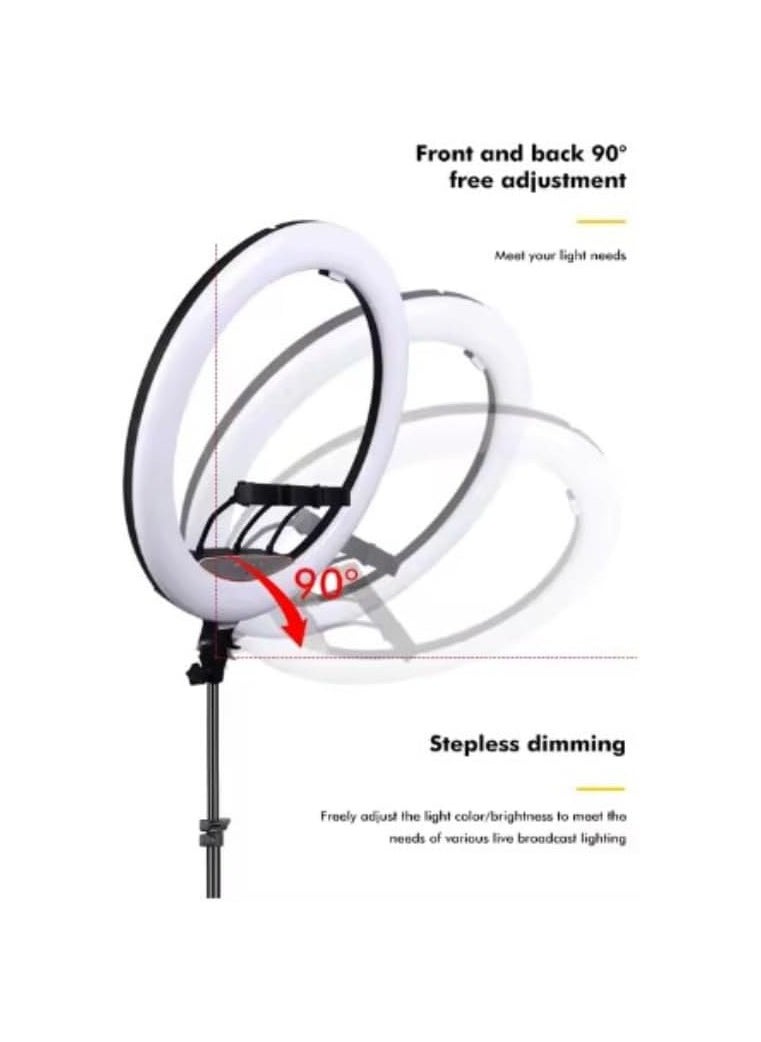 (22 Inch) Ring Light With Mini Phone Holder For Stabilization Phone And Shooting Live Videos Compatible With Smartphone And Cameras - Black  - Image 3