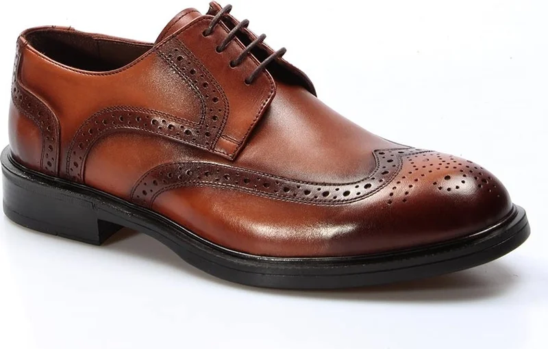فاست ستيب Men's Leather Casual Classic Suit Lace-Up Daily Loafer Shoes Brown 630ma724