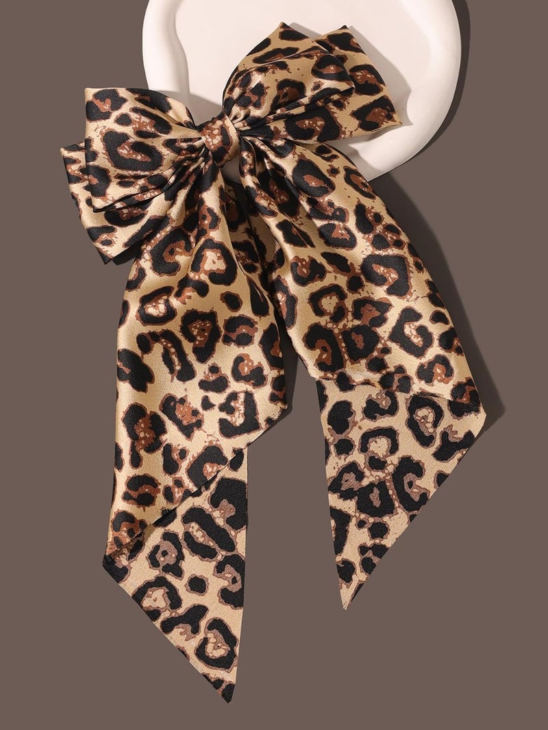 HZYH 1 PCS Hair Bows For Women, Big Bow Hair Clips With Long Tail Hair, Leopard Bow, Bow Barrette For Women And Girls Ponytail Hair Accessories - Image 5