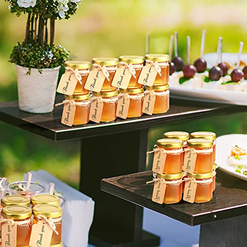 Syntic 60 Pcs Small Glass Containers with Airtight Lids, 1.5 oz Mini Honey Jars for Wedding Favor, Baby Shower, Small Hexagon Candle Jars for Making Candles, Body Butter, Jam, Spices, Herbs, DIY Gift - Image 2