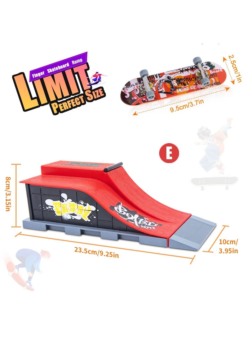 KASTWAVE Finger Skateboard Ramp Set, Mini Finger Skateboard and Ramp Accessories Set, Props Deck Track Ultimate Park Set, Ramps Fingerskate Toy Set for Kids Birthday Gift (E) - Image 2