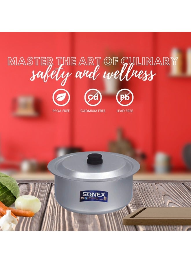 SONEX طقم قدرات سلفانو من الألمنيوم المؤكسد سونيكس 4x7 – مجموعة من 4 قدرات مع أغطية، تصميم تقليدي، مثالي للبرياني، الأرز، والكاري، الأحجام 26.5 سم، 29 سم، 31.5 سم، 33.5 سم - Image 4