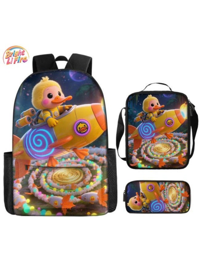 واضح من النار حقيبة ظهر + حقيبة يد + حقيبة قرطاسية | هدية موسم العودة إلى المدرسة / عطلة | مجموعة حقيبة كرتونية من ثلاث قطع، سهلة التعامل مع المناسبات المختلفة (الطلاب والأطفال ونزهات الأصدقاء وتسلق الجبال والمدرسة وما إلى ذلك) - 111 - Image 1