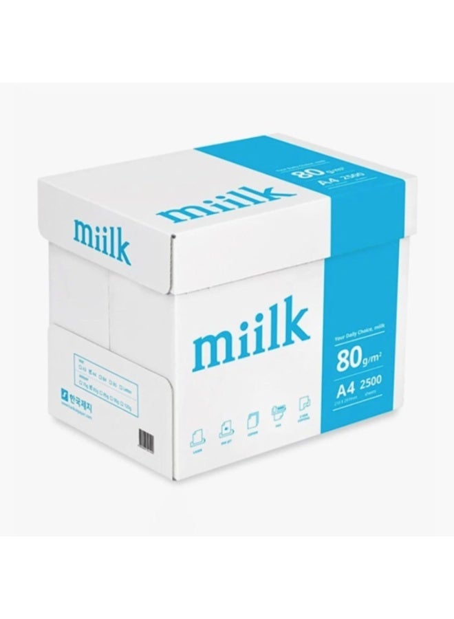 MIILK A-grade A4 Paper – Box of 5 Reams – 210mm x 297mm 80 GSM | High-Brightness White Printer Paper for Laser, Inkjet & Copier – Office, School & Home Use - Image 2