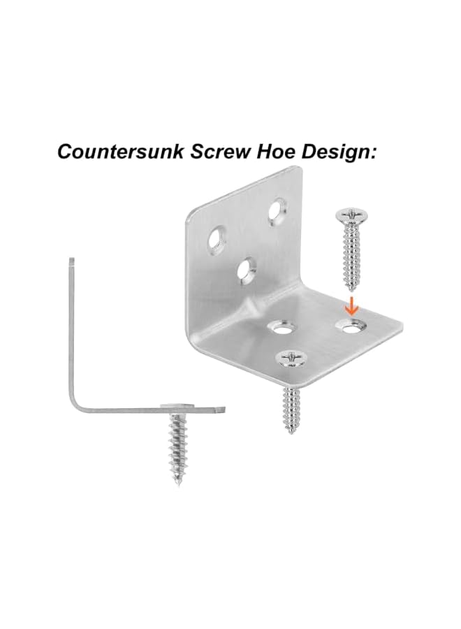 The Bros The Bros 10 PCS Stainless Steel Corner Braces - Shelf Support Bracket Corner Brace, Thickened Stainless Steel, Corner Code for Table Bookshelf Cabinet Furniture, With 60 Screws (42*40mm)  - Image 4