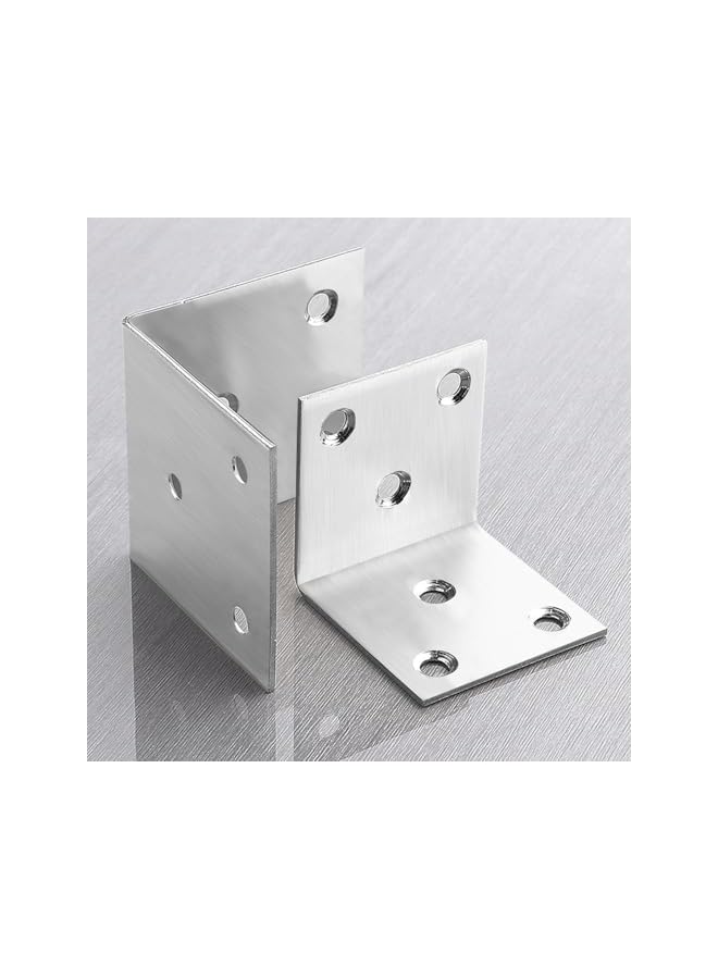 The Bros The Bros 10 PCS Stainless Steel Corner Braces - Shelf Support Bracket Corner Brace, Thickened Stainless Steel, Corner Code for Table Bookshelf Cabinet Furniture, With 60 Screws (42*40mm)  - Image 5