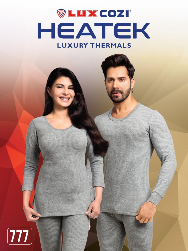 Lux Cozi HEATEK Round Neck Full Sleeves Thermal Top for Men_HEATEK_777_FSO_GM_95_1PC Grey Melange - Image 4