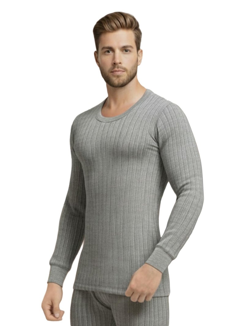 Lux Cozi HEATEK Round Neck Full Sleeves Thermal Top for Men_HEATEK_777_FSO_GM_95_1PC Grey Melange - Image 1