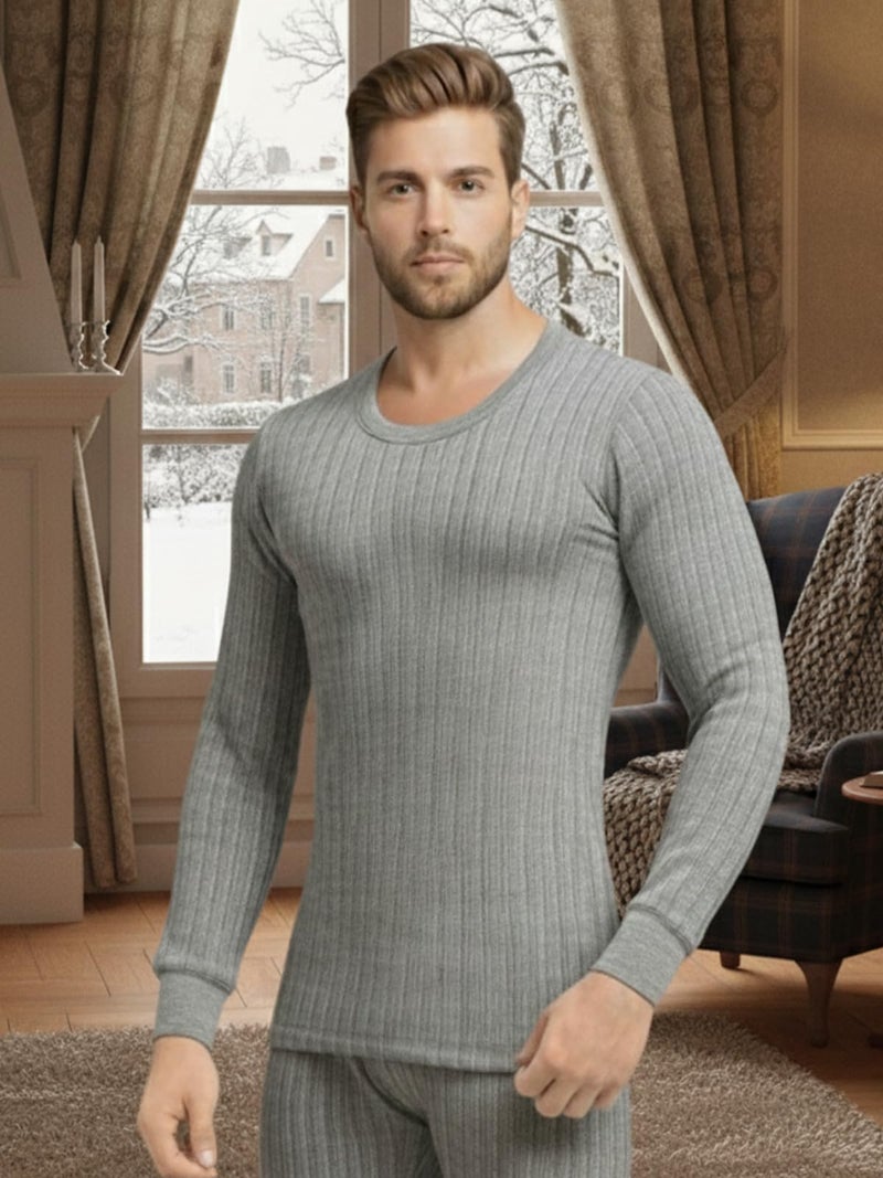 Lux Cozi HEATEK Round Neck Full Sleeves Thermal Top for Men_HEATEK_777_FSO_GM_95_1PC Grey Melange - Image 5
