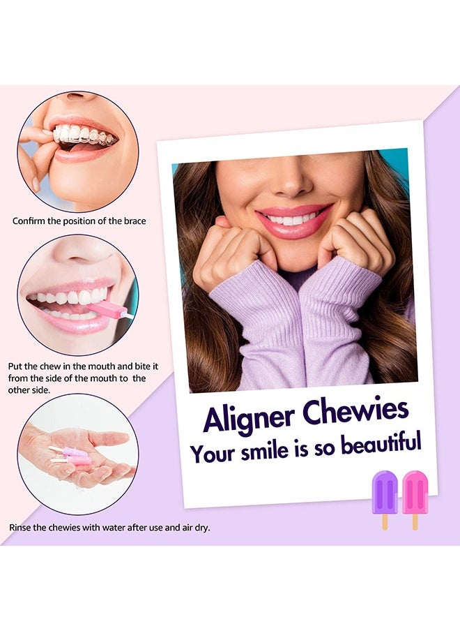 ACTION - Chewies for Aligner,4 PCS Popsicle Silicone Chewies with Grip Handles, for Invisible or Metal Braces Aligner Munchies (Unflavored,Peach, Mint, Grape), Silica Gel Handheld Aligner Chompers,  (Colorful) - Image 1