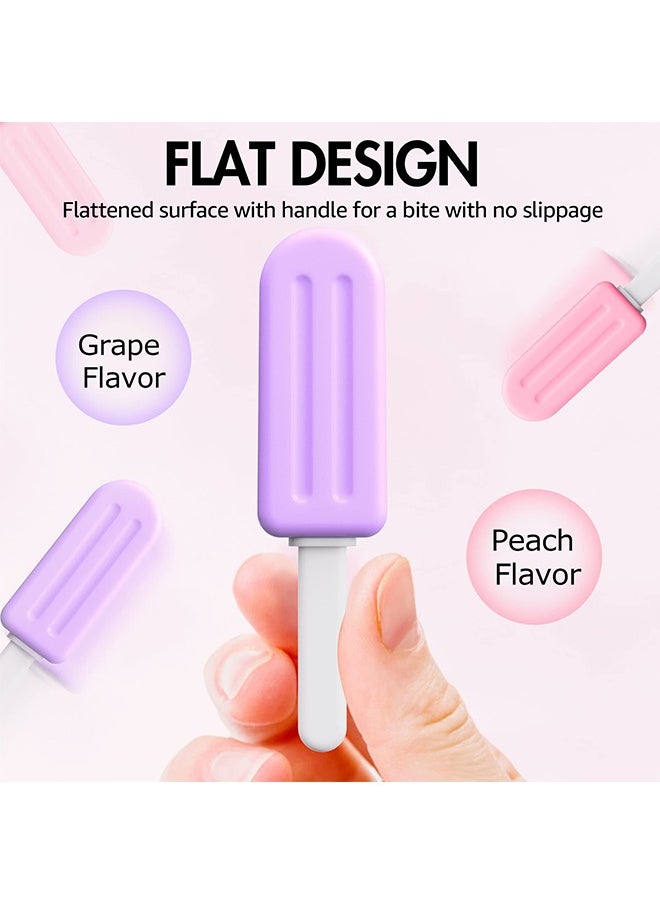ACTION - Chewies for Aligner,4 PCS Popsicle Silicone Chewies with Grip Handles, for Invisible or Metal Braces Aligner Munchies (Unflavored,Peach, Mint, Grape), Silica Gel Handheld Aligner Chompers,  (Colorful) - Image 1