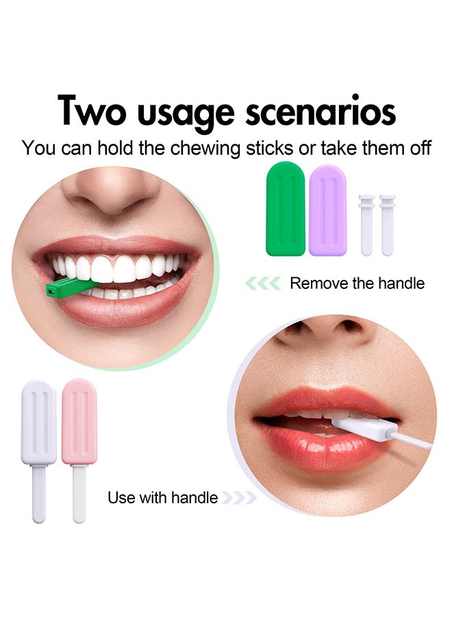 ACTION - Chewies for Aligner,4 PCS Popsicle Silicone Chewies with Grip Handles, for Invisible or Metal Braces Aligner Munchies (Unflavored,Peach, Mint, Grape), Silica Gel Handheld Aligner Chompers,  (Colorful) - Image 1