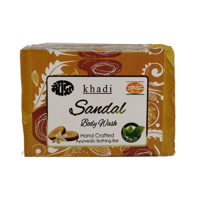 Meghdoot Sandal Body Wash Soap khadi handmade ayurvedic bathing bar with pure sandalwood extract herbal body cleanser for soft glowing and refreshed skin 125gm Pack of 4 - Image 2