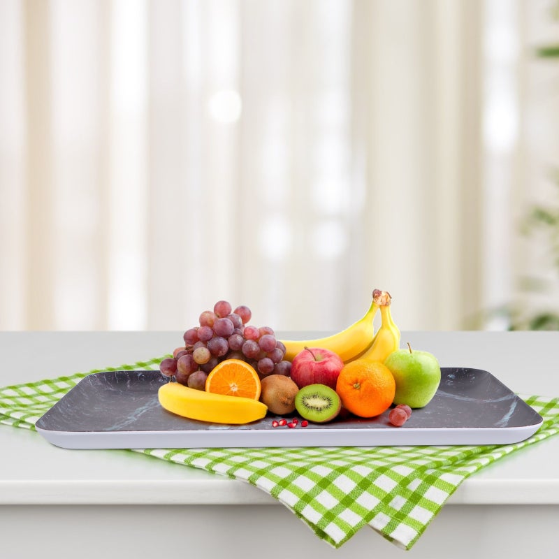 1Pc Jewelry Dish Plate Marble Texture Desk Storage Tray Tea Serving Tray - Image 2