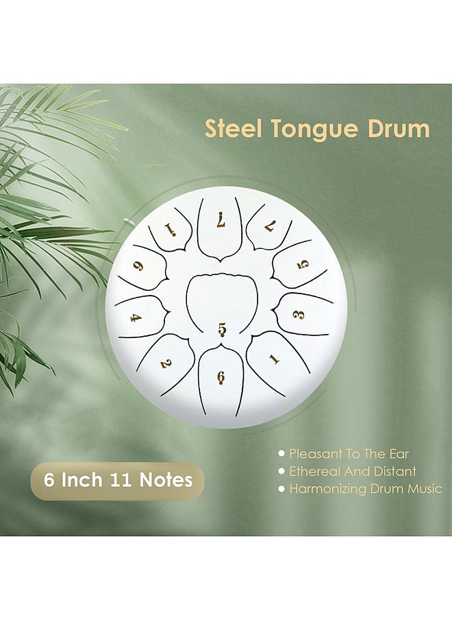 Generic - 6 Inch Steel Tongue Drum 11 Notes Handpan Drum with Drum Mallet Finger Picks Percussion for Meditation Yoga - Image 1