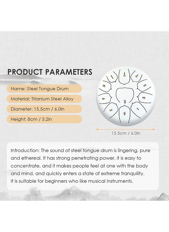 Generic - 6 Inch Steel Tongue Drum 11 Notes Handpan Drum with Drum Mallet Finger Picks Percussion for Meditation Yoga - Image 1