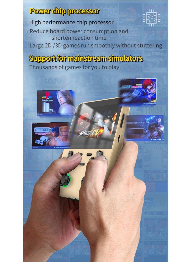 D007 Handheld Game Console with Linux System, Dual 3D Joystick System, Retro Games Console with 10000+ Classic Games, Handheld Emulator Console， Built-in 128G Memory Card (Beige)