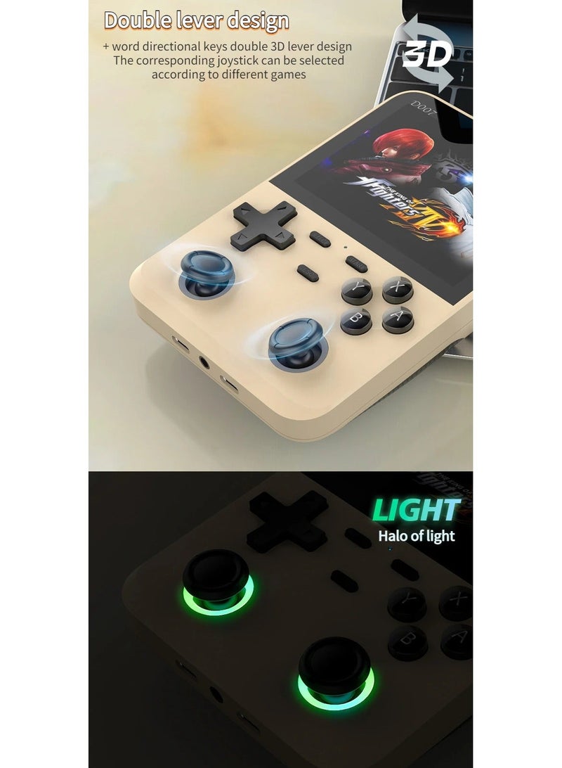 D007 Handheld Game Console with Linux System, Dual 3D Joystick System, Retro Games Console with 10000+ Classic Games, Handheld Emulator Console， Built-in 128G Memory Card (Beige)