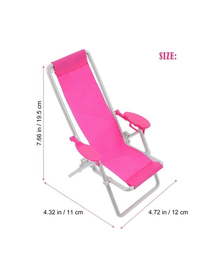 Toyvian 3Pcs Miniature Foldable Beach Chair Dollhouse Furniture Mini Deck Chair Longue Deck Chair Mini Furniture Accessories Children Accessories Rosy 3 - Image 3