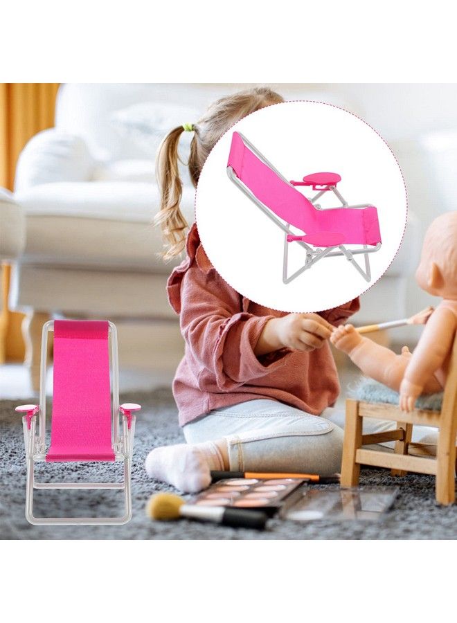Toyvian 3Pcs Miniature Foldable Beach Chair Dollhouse Furniture Mini Deck Chair Longue Deck Chair Mini Furniture Accessories Children Accessories Rosy 3 - Image 5