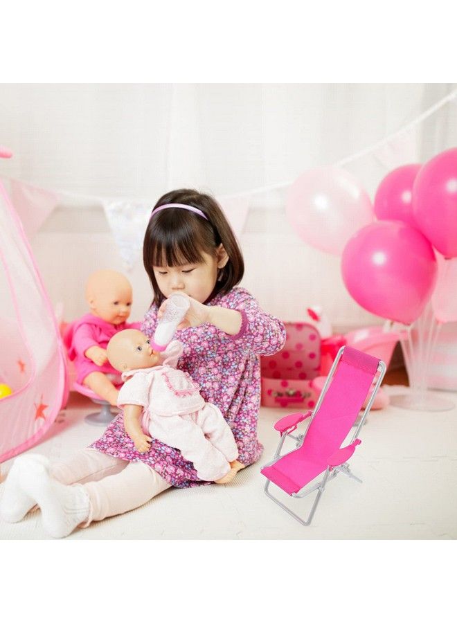 Toyvian 3Pcs Miniature Foldable Beach Chair Dollhouse Furniture Mini Deck Chair Longue Deck Chair Mini Furniture Accessories Children Accessories Rosy 3 - Image 4