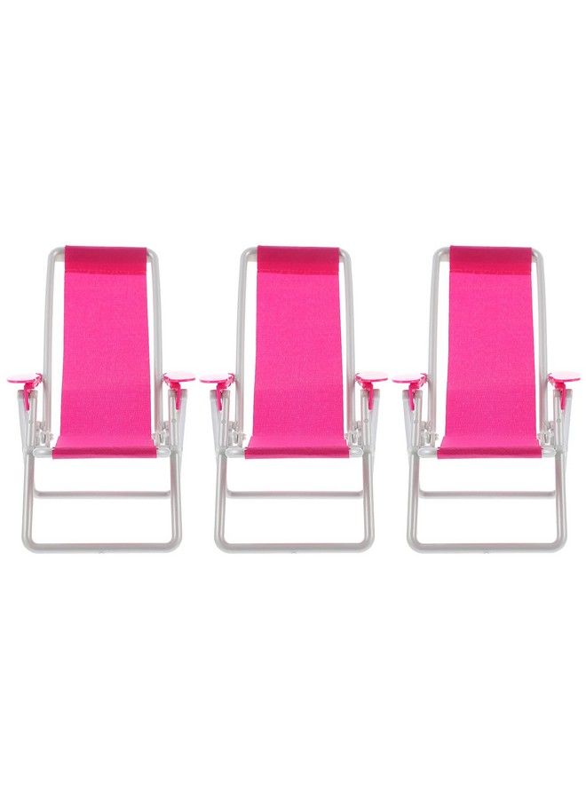 Toyvian 3Pcs Miniature Foldable Beach Chair Dollhouse Furniture Mini Deck Chair Longue Deck Chair Mini Furniture Accessories Children Accessories Rosy 3 - Image 2