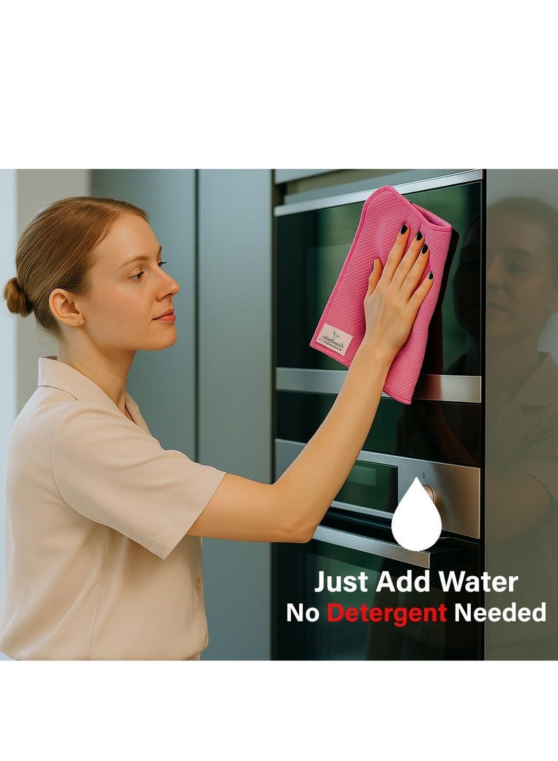 Silver Home Premium Microfiber Cleaning Cloth | Large 40×40 cm | Ultra Tight-Knit Fibers Grip Surfaces Like a Magnet | Streak-Free Shine | Durable & Reusable | Skin Tested & Approved by SASO | 4-Pack - Image 4