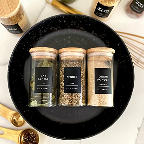 Quart + Pint 160 Spice Jar Labels: Minimalist Matte Black Sticker White Text. Waterproof Stickers. Organization for Jars Bottles Containers Bins. Storage Rack Systems for Kitchen & Pantry Labels. - Image 4