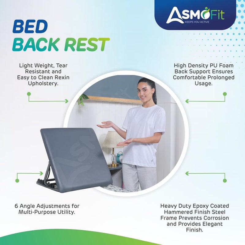 Asmofit Asmofit Bed Backrest for Back Pain Relief Ideal for Use On Bed Work from Home Patients at Home with Neck and Spinal Injury Back Support 6 Levels Adjustable Large Grey  - Image 3
