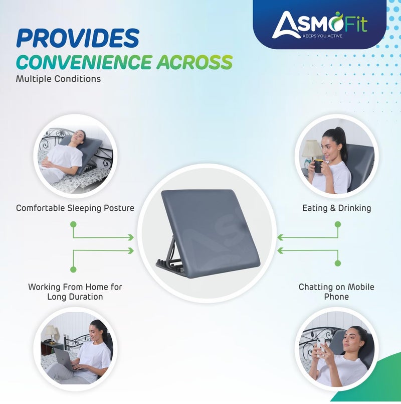 Asmofit Asmofit Bed Backrest for Back Pain Relief Ideal for Use On Bed Work from Home Patients at Home with Neck and Spinal Injury Back Support 6 Levels Adjustable Large Grey  - Image 4