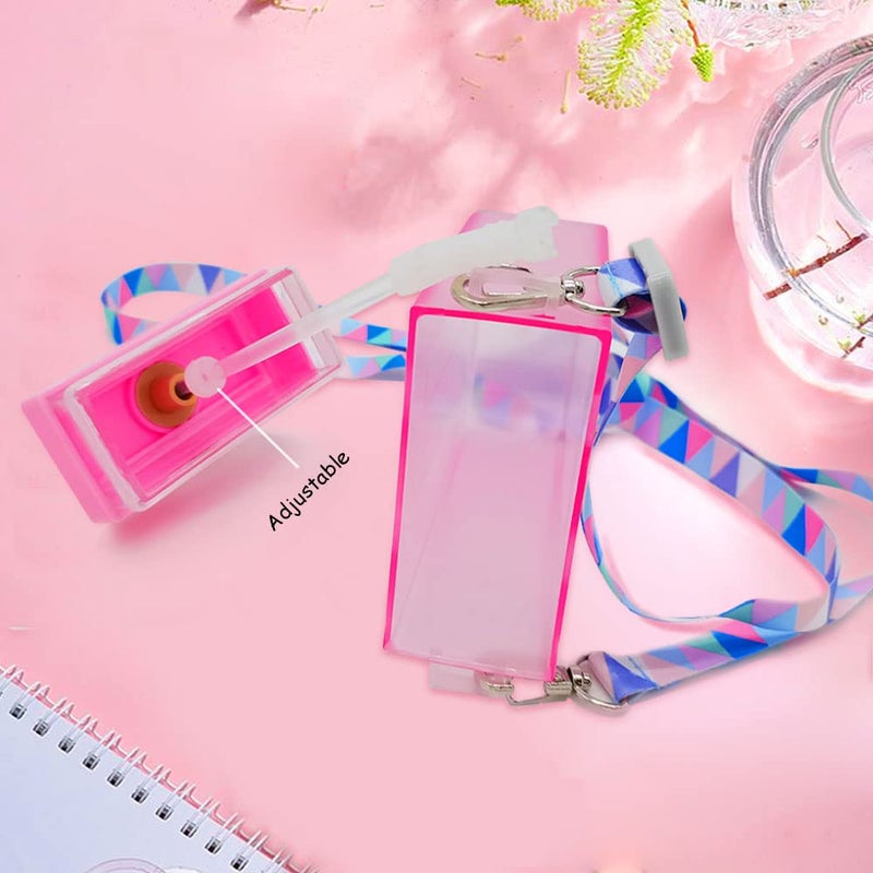 AXLOFOÂ® Cute Water Bottle with Straw - 300 ML Creative Ice Cream Popsicle Cups Adjustable Shoulder Strap for School Girls, BPA Free Kawaii Drinking Bottles (pink) - Image 5