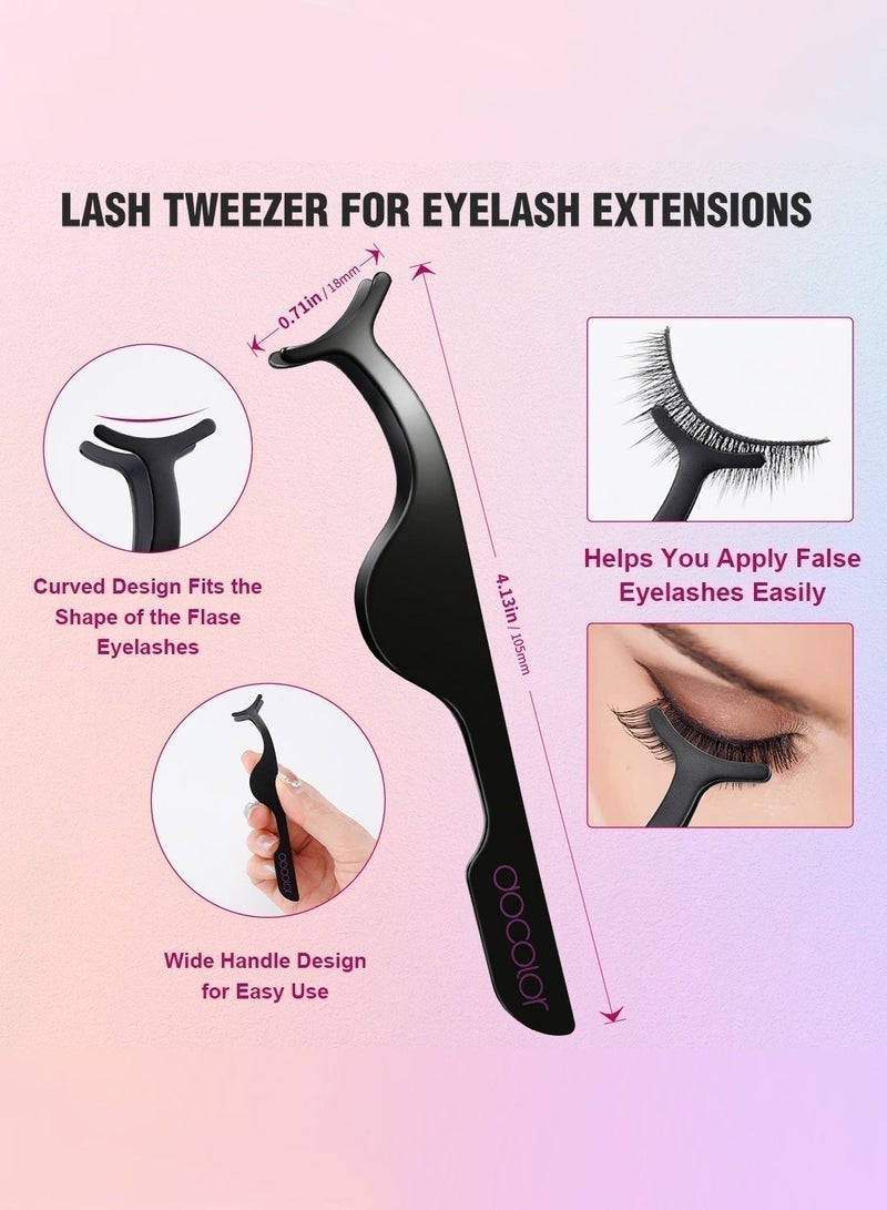 docolor 5-in-1 Professional Eyelash Curler Kit – Stainless Steel Curler + 6 Pads, Eyelash Comb & Tweezers & Dual Brush & Fan Mascara Brush - Image 3