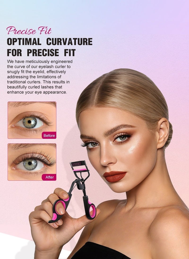 docolor 5-in-1 Professional Eyelash Curler Kit – Stainless Steel Curler + 6 Pads, Eyelash Comb & Tweezers & Dual Brush & Fan Mascara Brush - Image 4
