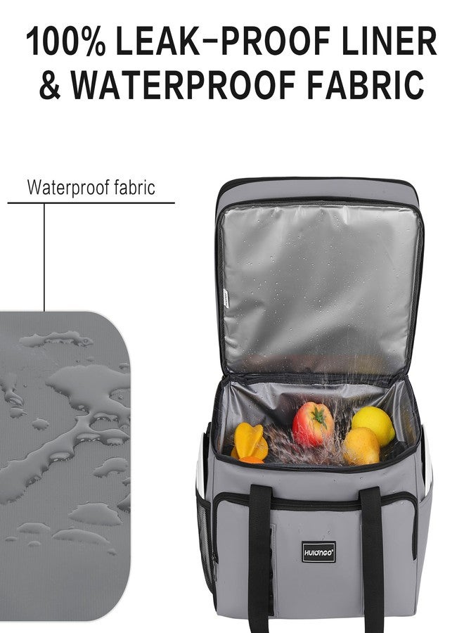 Hulongo 42L Soft Cooler，Insulated Large Cooler Bag for Beach, Car, Outdoor, 60Cans, Grey - Image 4
